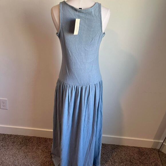 NWT universal threads blue maxi drop waist ribbed dress. Size small. - Picture 3 of 5